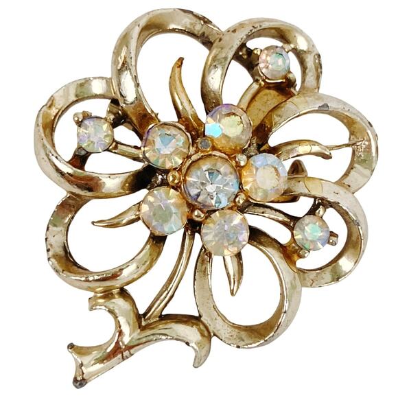 Vintage Scatter Pin Lot Rhinestone Faux Pearl 50s 60s Mid Century Brooches - Picture 2 of 10